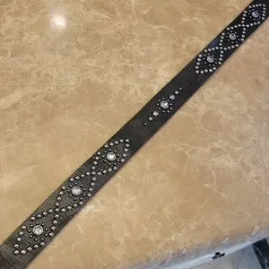 Guess Genuine Leather Dark Brown and Silver Embellished Belt, S Guess Nolana Signature Belt Brown to Black 1 1/2” W - Unisex  main image 3